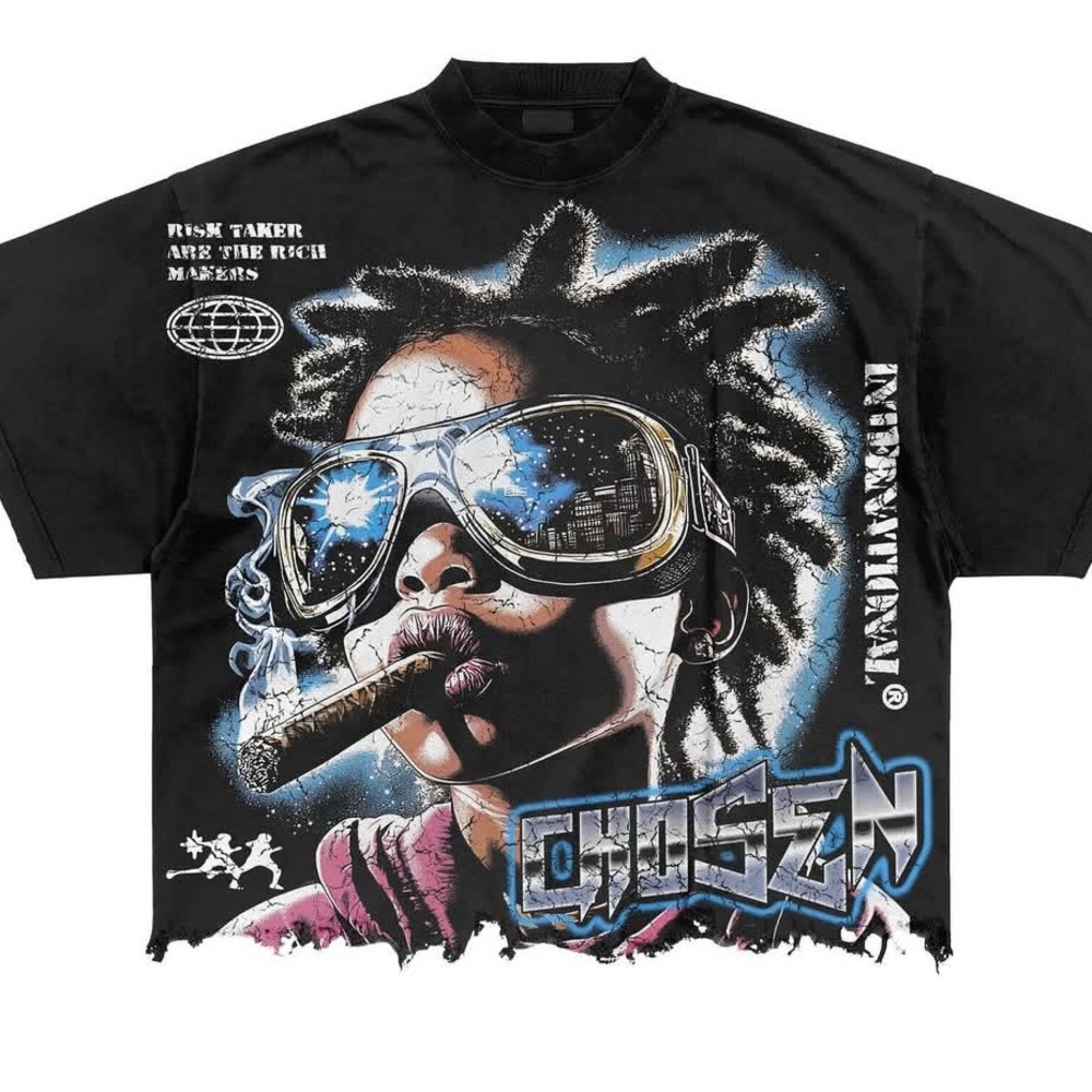 Black Graphic Short Sleeve Tees